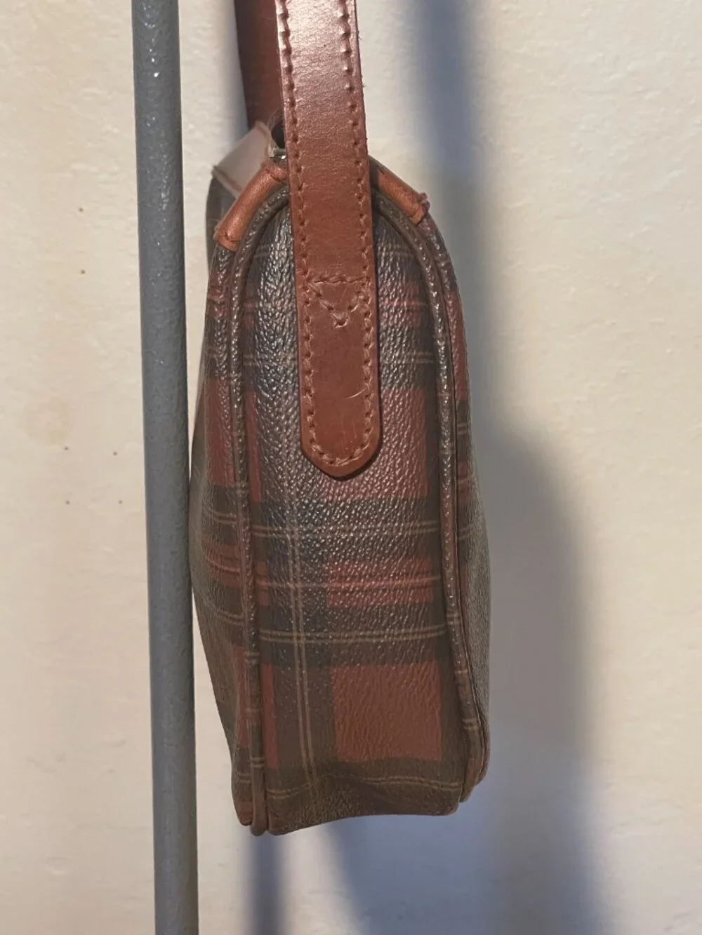 Vintage Polo Ralph Lauren Tartan Plaid Leather Crossbody Bag Heritage Equestrian